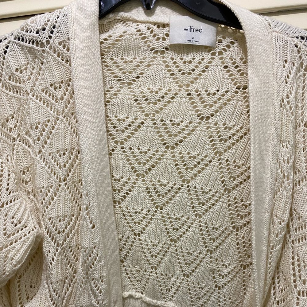 Wilfred Cream Open-Knit Cropped Cardigan